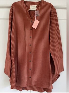 Evy’s Tree Rust Tunic with Cream Pinstripes The Ruby